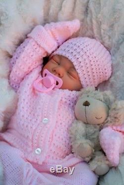 REBORN GIRL DOLL PINK KNITTED SPANISH OUTFIT &  DUMMY L 