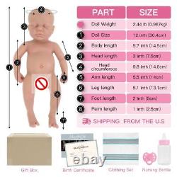 12 Realistic Reborn Boy or Girl Baby Doll Toy Soft Silicone Skin and Cloth Body