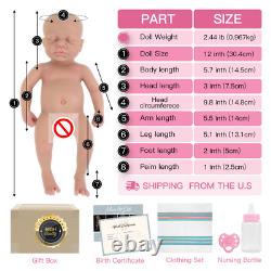 12inch Micro Preemie Full Body Reborn Doll Silicone Boy Girl Lifelike Kids Gifts