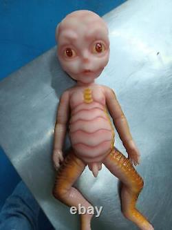 13.5 inch Full Body Platinum Silicone Baby Reborn Doll Alien Newborn Boy Painted