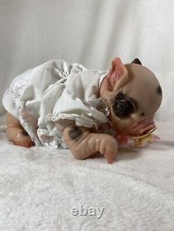 14 Painted Piglet Reborn Doll by Bountiful Baby Unique Collectible With Tail