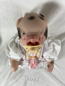 14 Painted Piglet Reborn Doll by Bountiful Baby Unique Collectible With Tail