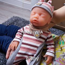 18'' 3kg Reborn Baby Doll Girl Lifelike Preemie Full Body Silicone Take Pacifier