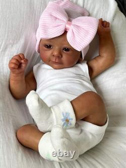 18-Inch Dark Skin Felicia Reborn Baby Doll with Soft Body, 3D Hair, Lifelike Tou