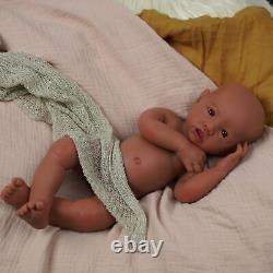 18 Lifelike Reborn Baby Soft Brown Skin Newborn Girl Doll Handmade Kids Gift