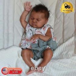 18in Already Finished Reborn Doll Laura in Dark Skin Newborn Baby Soft Lifelike