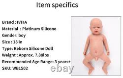 18inch Full Body Silicone Reborn Baby Boy Waterproof Doll Can Take Pacifier