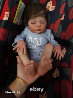19 Artist Finished Reborn Baby Doll Newborn Sleeping Soft Hand Rooted Hair Gift