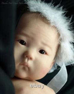 19in Newborn Rooted Mohair Gift Handmade Reborn Doll An Ming Lifelike Asian doll