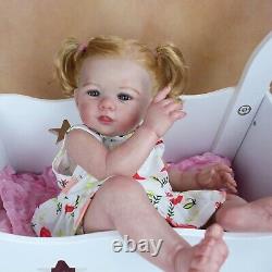 20Soft Silicone Reborn Baby Dolls Rooted Hair 3D Paint Realistic Toddler Girl