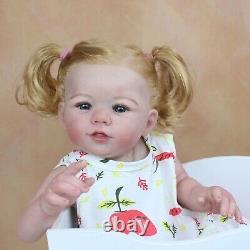 20Soft Silicone Reborn Baby Dolls Rooted Hair 3D Paint Realistic Toddler Girl