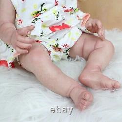 20Soft Silicone Reborn Baby Dolls Rooted Hair 3D Paint Realistic Toddler Girl