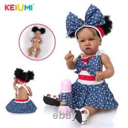 23in Full Vinyl Body Reborn Baby Dolls Toddler African Black Skin Lifelike Bath