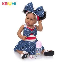 23in Full Vinyl Body Reborn Baby Dolls Toddler African Black Skin Lifelike Bath