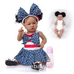 23in Full Vinyl Body Reborn Baby Dolls Toddler African Black Skin Lifelike Bath