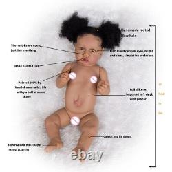 23in Full Vinyl Body Reborn Baby Dolls Toddler African Black Skin Lifelike Bath