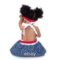 23in Full Vinyl Body Reborn Baby Dolls Toddler African Black Skin Lifelike Bath