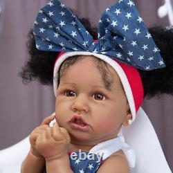 23in Full Vinyl Body Reborn Baby Dolls Toddler African Black Skin Lifelike Bath