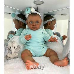 24 Black Reborn Baby Doll Realistic Biracial Silicone Vinyl Newborn Baby Dolls