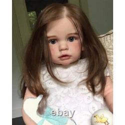 24 Reborn Baby Doll Pretty Girl Doll Vinyl Lifelike Toddler Long Hair Xmas Gift