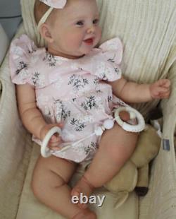 24 Reborn Baby Doll SOFT Vinyl 3D Newborn Toddler Smile Girl Reallife Kids Gift