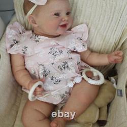 24 Reborn Baby Doll SOFT Vinyl 3D Newborn Toddler Smile Girl Reallife Kids Gift
