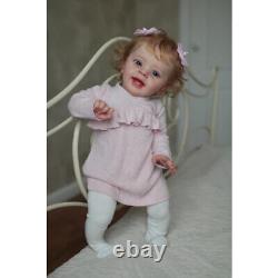 24 Reborn Baby Dolls Toddler Girl Yannik Cloth Body Rooted Hair Real Handmade