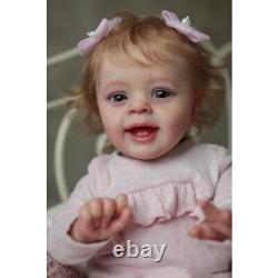 24 Reborn Baby Dolls Toddler Girl Yannik Cloth Body Rooted Hair Real Handmade