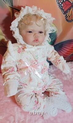 24 inch, Awake Chubby Pickle Doll. Reborn Toddler, Soft Cloth Body. Rooted Hair