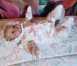 24 inch, Awake Chubby Pickle Doll. Reborn Toddler, Soft Cloth Body. Rooted Hair