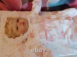 24 inch, Awake Chubby Pickle Doll. Reborn Toddler, Soft Cloth Body. Rooted Hair