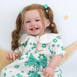 24in Reborn Baby Dolls Smile Girl Full Handmade Realistic Soft Toddler Gifts Toy