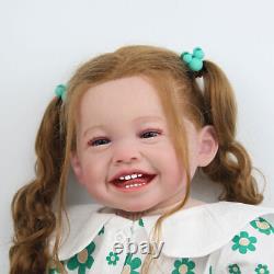 24in Reborn Baby Dolls Smile Girl Full Handmade Realistic Soft Toddler Gifts Toy