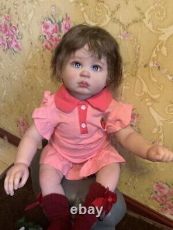 27 Realistic Toddler Girl Reborn Baby Doll Hand-rooted Hair Handmade Toy Gift