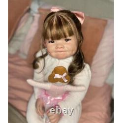 28 Realistic Toddler Girl Lovely Reborn Baby Doll Hand-rooted Hair Art Toy Gift