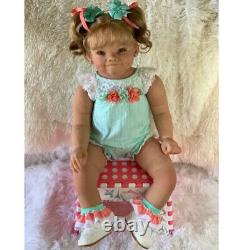 28 Reborn Baby Doll Artist Painted Toddler Girl Hand-Rooted Short Yellow Hair
