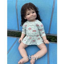 28 Toddler Doll Reborn Baby Girl Realistic Rooted Brown Hair Handmade Toy Gift