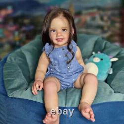 28inch Finished Reborn Baby Doll Girl Toddler Brown Hair 3D skin Handmade Gift