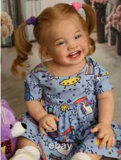 28inch Realistic Reborn Doll Laugh Toddler Girl Hand-Rooted Hair Art Toys Gift