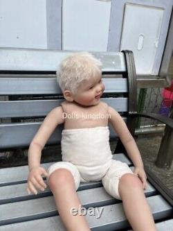 30in Artist Finished Reborn Baby Doll Toddler Boy Hand-Rooted Short Hair Kid Toy