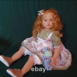 30in Finished Reborn Baby Doll Cuddly Toddler Girl Hand-Rooted Hair Handmade Toy