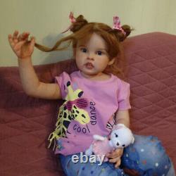 30in Finished Reborn Baby Doll Toddler Girl Cloth Body Curly Hair Handmade Gifts