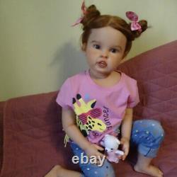 30in Finished Reborn Baby Doll Toddler Girl Cloth Body Curly Hair Handmade Gifts