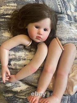 32'' Huge Reborn Baby Louisa Painted Kits Hand-Rooted Hair Unassembled Kit Girl