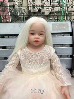 32 Huge Toddler Girl Reborn Baby Doll Soft Vinyl Long White Hair GIFT Art Toys