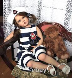 32 Inch Finished Reborn Toddler Dolls Baby Girl Two-ponytailed Hairstyle Gifts