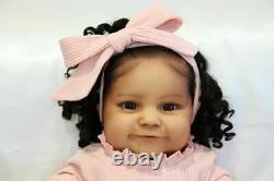 60cm Black Reborn Baby Dolls Toddler Girl Weighted Babies Smiling Newborn Alive