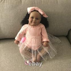 60cm Black Reborn Baby Dolls Toddler Girl Weighted Babies Smiling Newborn Alive