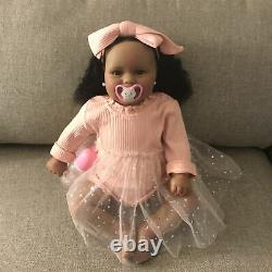 60cm Black Reborn Baby Dolls Toddler Girl Weighted Babies Smiling Newborn Alive