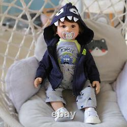 60cm Lifelike Baby Dolls Reborn Toddler Doll Handmade Brown Hair Boy Gift Alive
